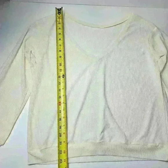 Cream Sheer Long Sleeve Top Large Womens - Picture 2 of 6